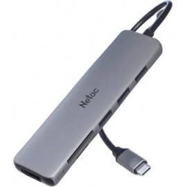 Разветвитель Netac WF14 NT08WF14-30GR, Type-C to USB3.0*3+HDMI+mSD/SD 2.0