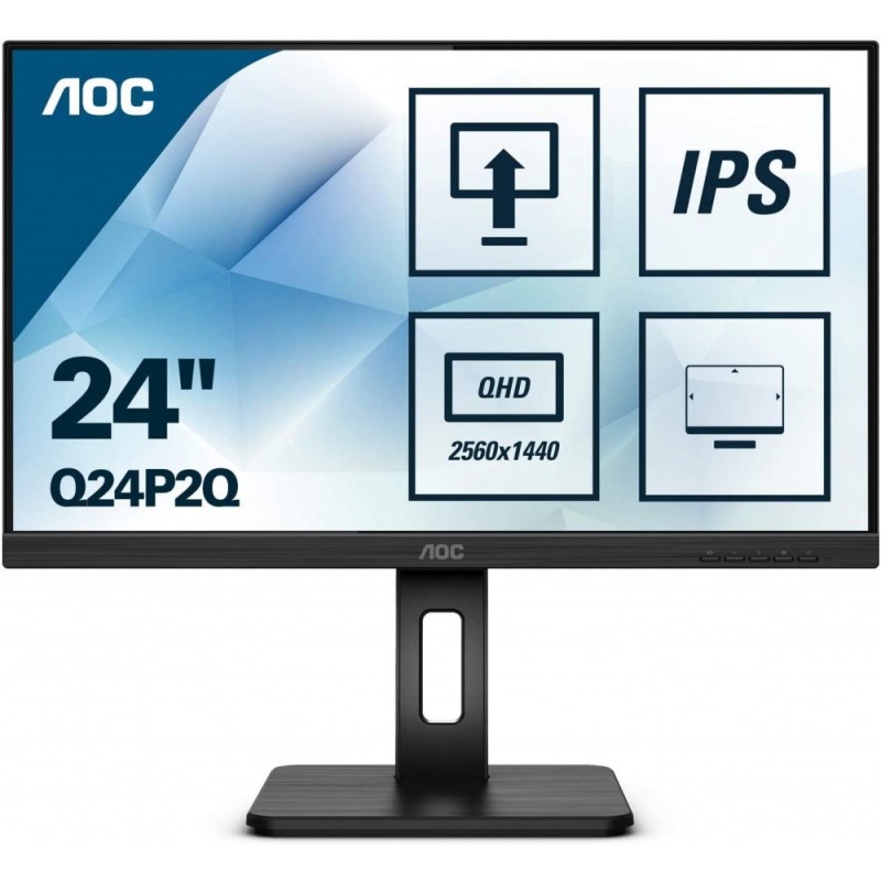 Монитор 23.8" AOC Q24P2Q, 2560x1440, IPS, 75Hz, Speakers (VGA, HDMI, DP)