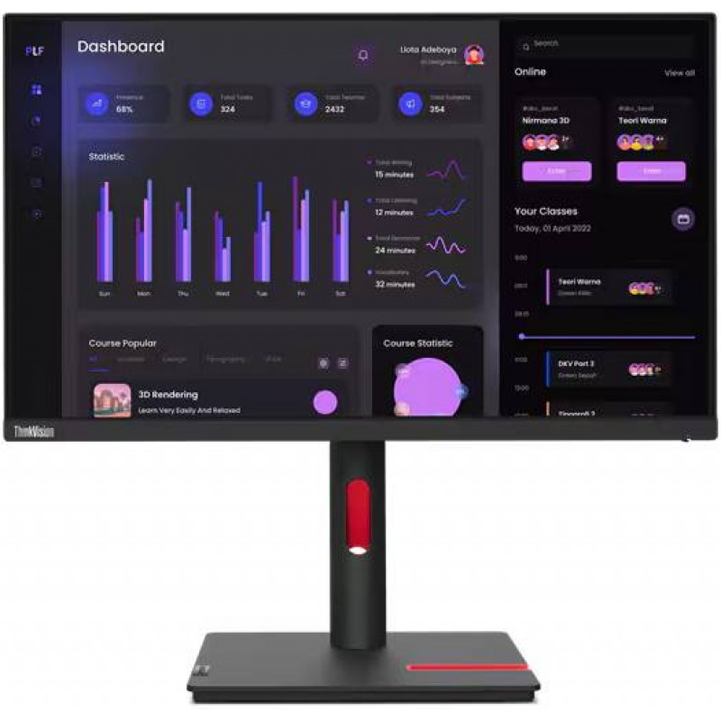 Монитор 23.8" Lenovo ThinkVision T24i-30 (63CFMATXUK), 1920x1080, IPS (VGA, HDMI, DP)