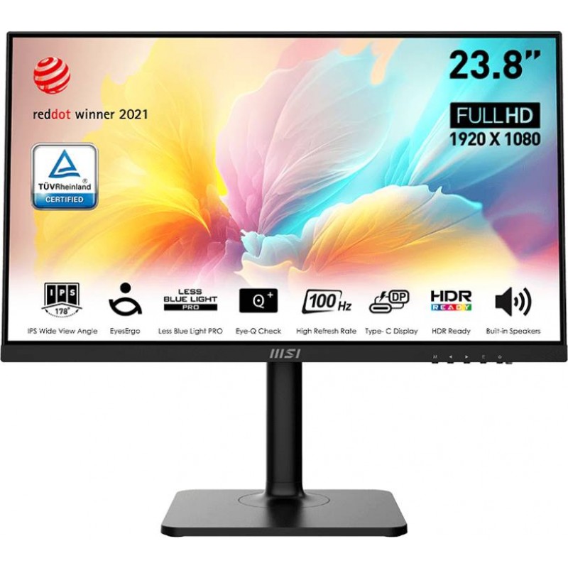 Монитор 23.8" MSI Modern MD2412P, 1920x1080, IPS, 100Hz, Speakers (HDMI, USB Type-C)