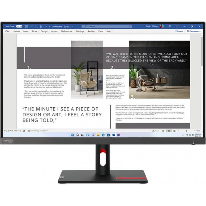 Монитор 27" Lenovo ThinkVision S27I-30 (63DFKAT4UK), 1920x1080, IPS, 100Hz (VGA, 2xHDMI)