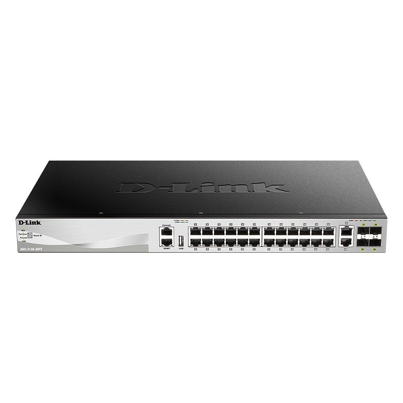 Коммутатор  D-Link DGS-3130-30TS/B1A, 24xLAN 1Gbps, 2xLAN 10Gbps, 4xSFP+
