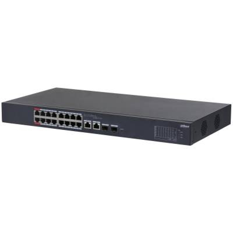Коммутатор Dahua DH-CS4218-16ET-240, 16xLAN 100Mbps, 2xCombo (1Gbps/SFP) PoE