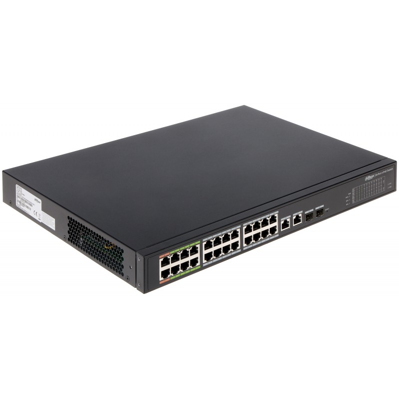 Коммутатор Dahua DH-LR2226-24ET-360, 24xLAN 100Mbps, 2xCombo (1Gbps/SFP), PoE