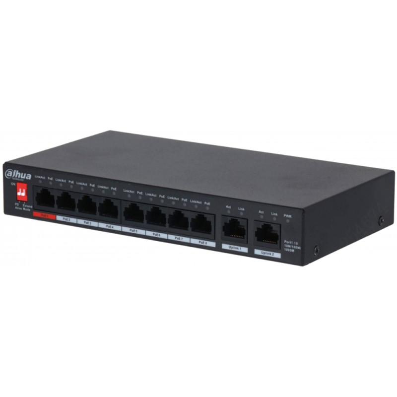 Коммутатор Dahua DH-PFS3010-8GT-96, 10xLAN 100Mbps, PoE