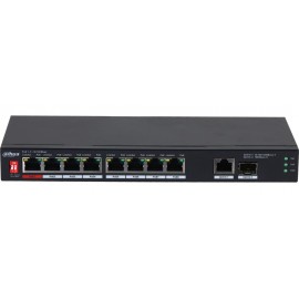 Коммутатор Dahua DH-PFS3110-8ET1GT1GF-96, 8xLAN 100Mbps, 2xLAN 1Gbps, 2xSFP, PoE