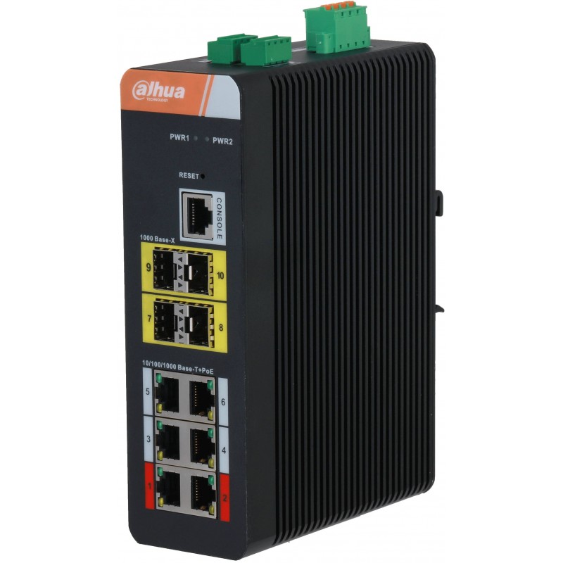 Коммутатор Dahua DH-PFS4410-6GT-DP-V2, 6xPoE 1Gbps, 4xSFP 1Gbps