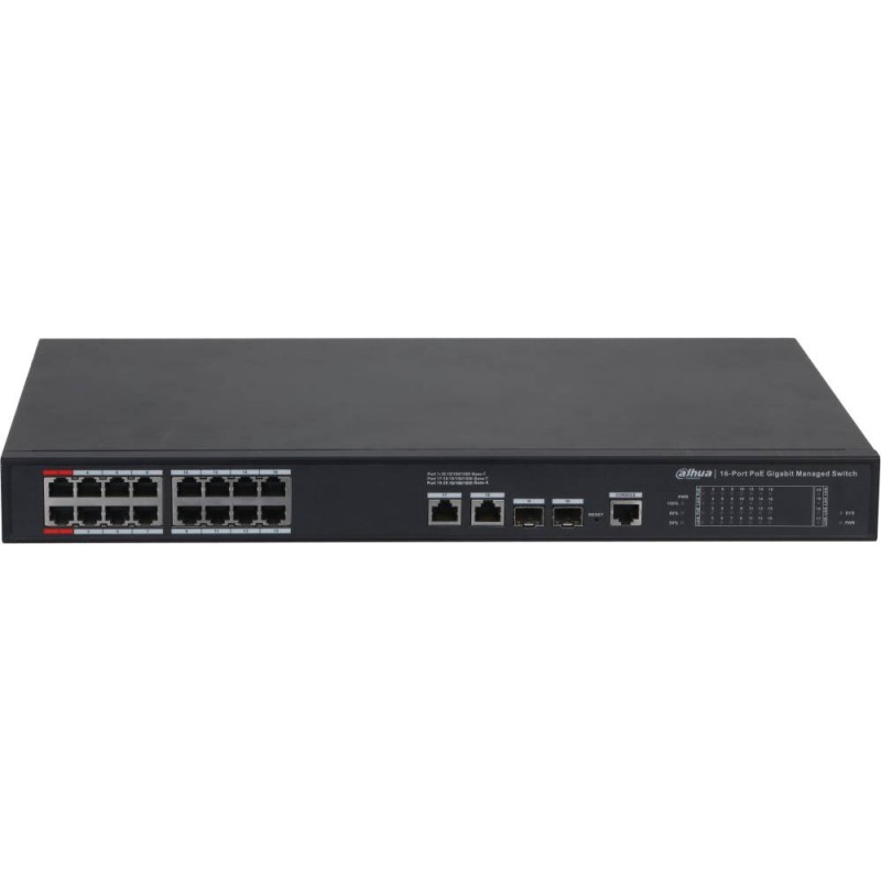 Коммутатор Dahua DH-S4220-16GT-240, 18xLAN 1Gbps, 2xSFP, PoE
