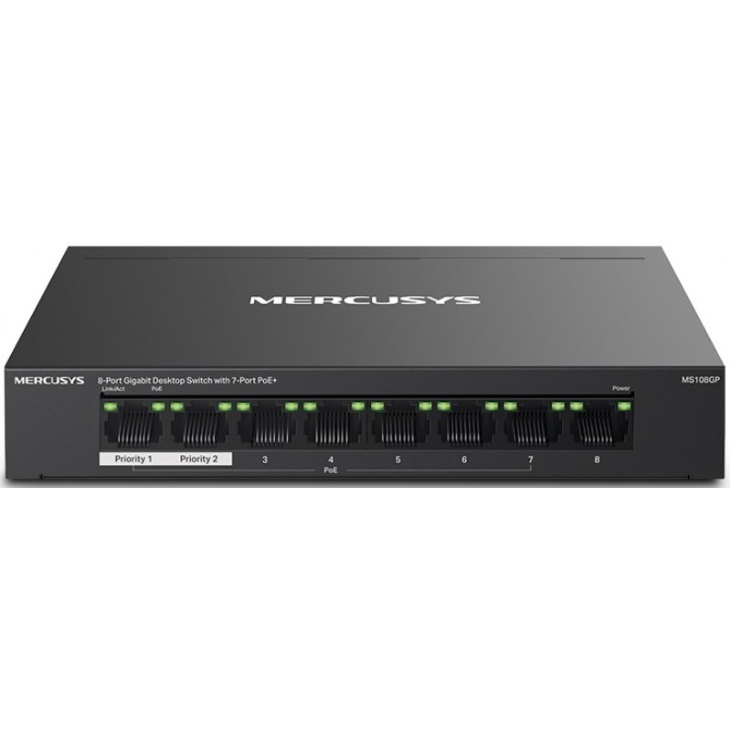 Коммутатор Mercusys MS108GP, 8xLAN 1Gbps