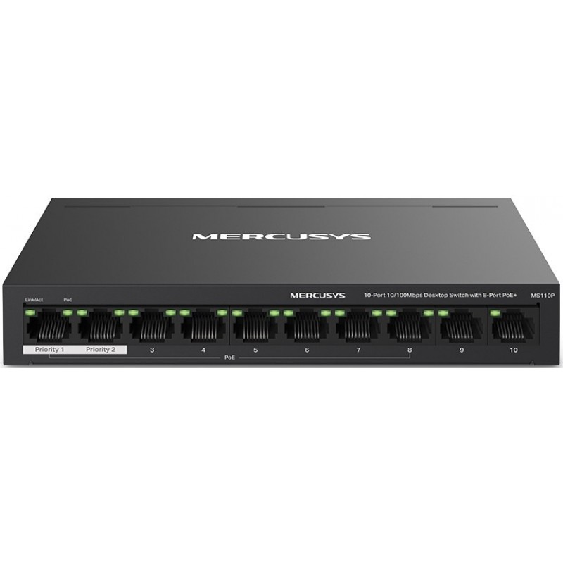 Коммутатор Mercusys MS110P, 10xLAN 100Mbps