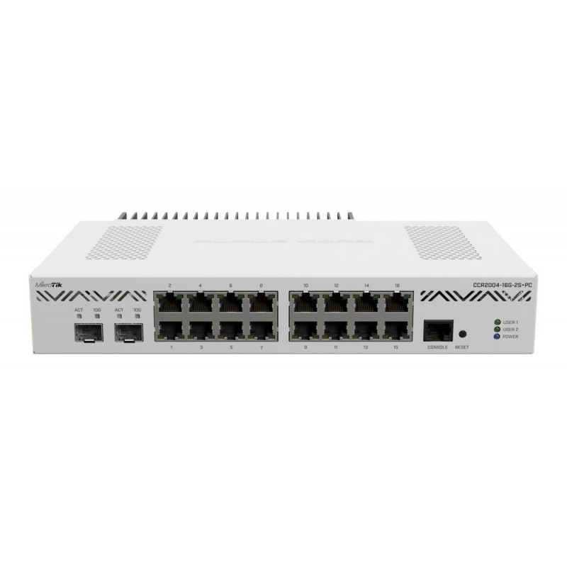 Маршрутизатор MikroTik Cloud Core Router CCR2004-16G-2S+PC, 16xLAN 1Gbps, 2xSFP+, USB