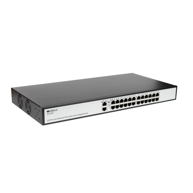 Коммутатор ORIGO OS1226P/285W/A1A, 24xLAN 100Mbps, 2xLAN 1Gbps, PoE