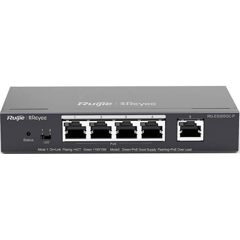 Коммутатор Reyee RG-ES205GC-P, 5xLAN 1Gbps, PoE+