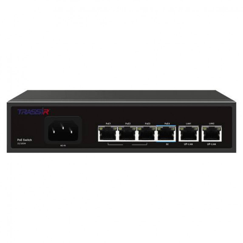 Коммутатор Trassir TR-NS1206-65-4POE, 6xLAN 100Mbps, PoE