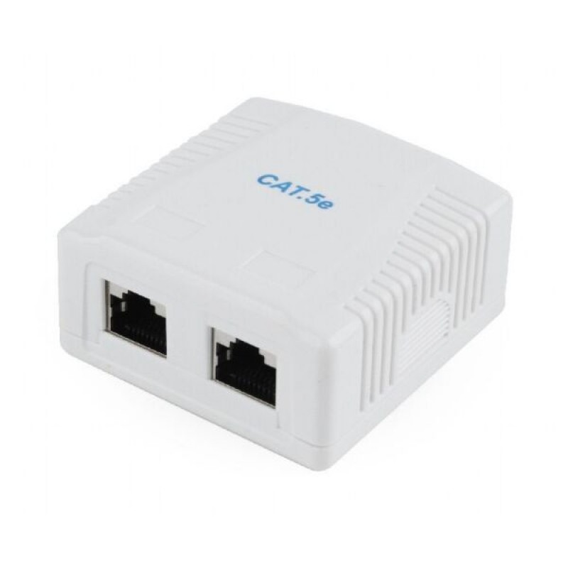 Розетка сетевая внешняя RJ-45, Gembird/Cablexpert NCAC-2F5E-01, кат. 5E