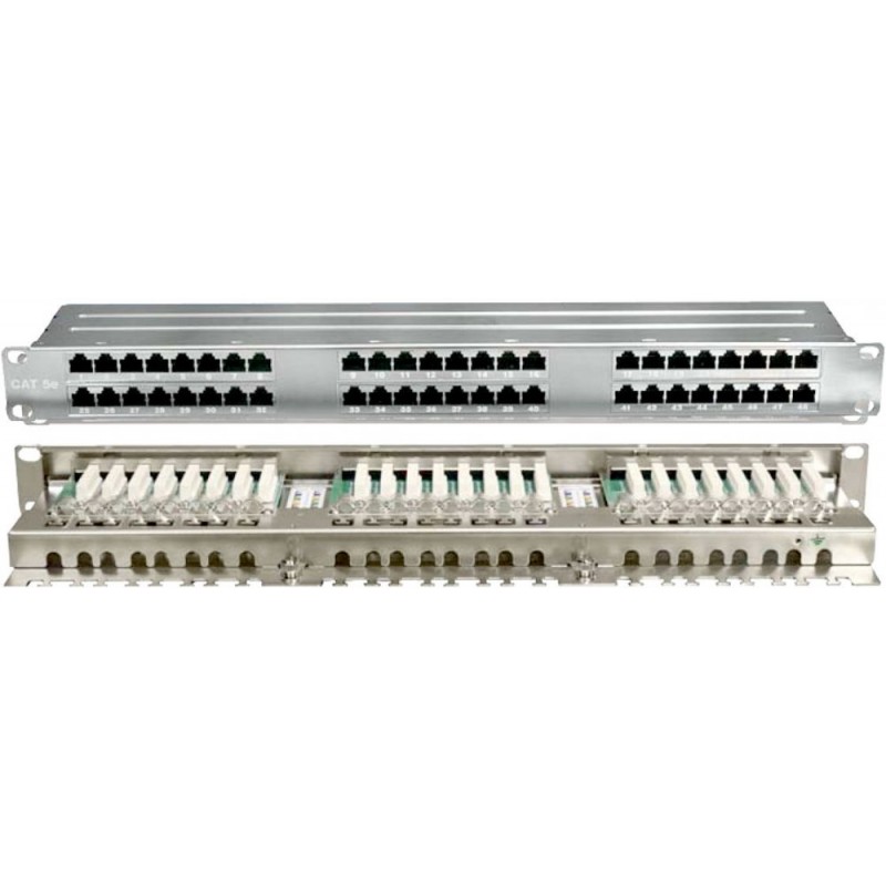 Патч панель Hyperline PPHD-19-48-8P8C-C5E-SH-110D, 19" 48 портов, 1U