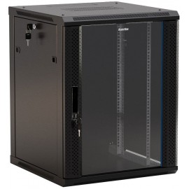 Шкаф коммутационный Hyperline (TWB-1866-GP-RAL9004) настенный 18U 600x600мм пер.дв.стекл 2 бок.пан. 60кг черный 908мм IP20 сталь TWB-1866-GP-RAL9004