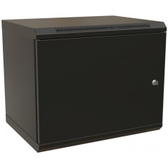 Шкаф коммутационный WRline (WR-TW-1245-SR-RAL9004) настенный 12U 600x450мм пер.дв.металл 2 бок.пан. направл.под винты 60кг черный 350мм 650мм IP20 сталь WR-TW-1245-SR-RAL9004