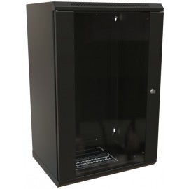 Шкаф коммутационный WRline (WR-TW-1845-SR-RAL9004) настенный 18U 600x450мм пер.дв.металл 2 бок.пан. направл.под винты 60кг черный 370мм 908мм IP20 сталь WR-TW-1845-SR-RAL9004