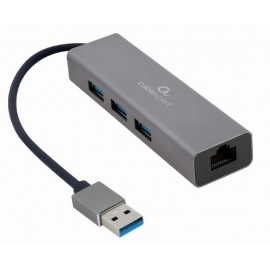 Сетевая карта Gembird/Cablexpert A-AMU3-LAN-01, 1Gbps, USB3.0 + Hub 3port
