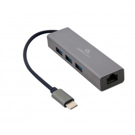 Сетевая карта Gembird/Cablexpert A-CMU3-LAN-01, 1Gbps, USB3.0 Type-C + Hub 3xUSB3.0