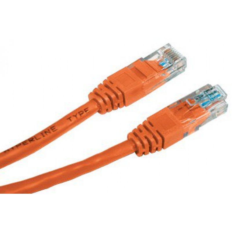 Патч-корд 0.5м, UTP cat.5e, Hyperline PC-LPM-UTP-RJ45-RJ45-C5e-0.5M-LSZH-OR, оранжевый