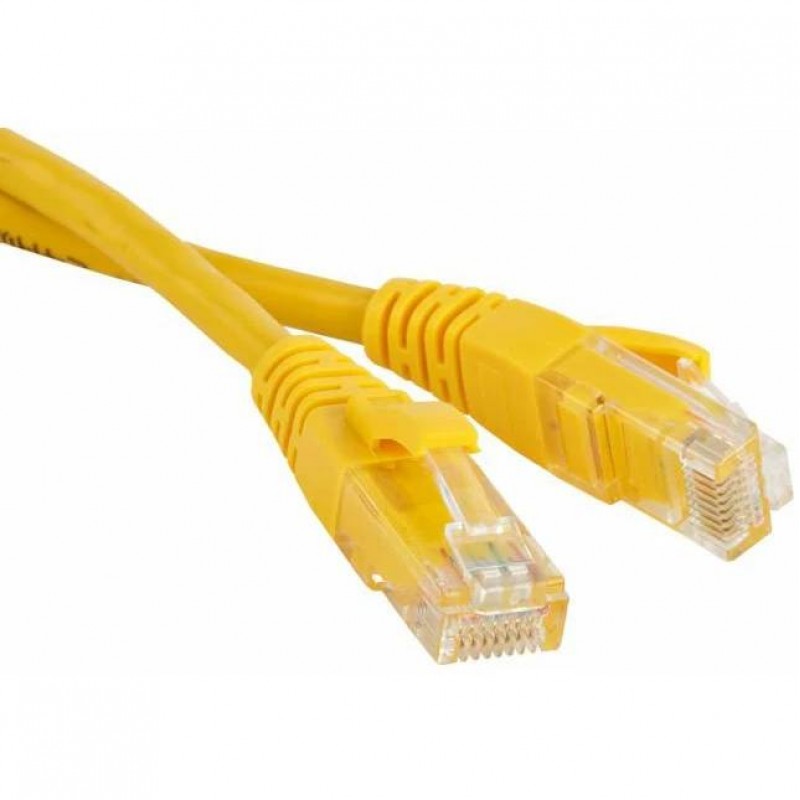 Патч-корд 0.5м, UTP cat.5e, Hyperline PC-LPM-UTP-RJ45-RJ45-C5e-0.5M-LSZH-YL, желтый