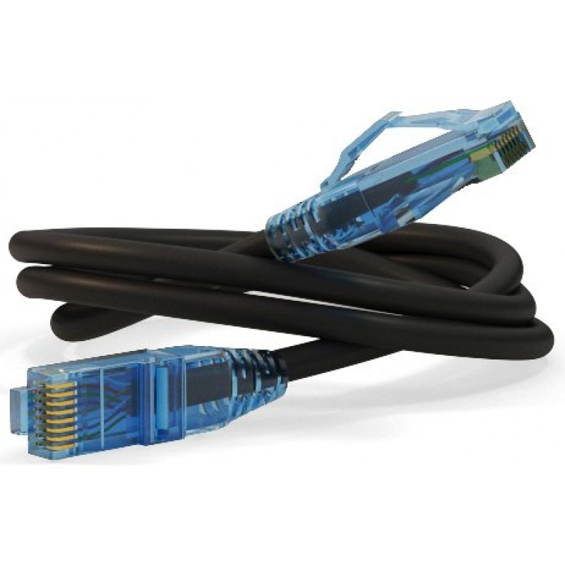 Патч-корд 1м, UTP cat.6, Hyperline PC-LPM-UTP-RJ45-RJ45-C6-1M-LSZH-BK, черный
