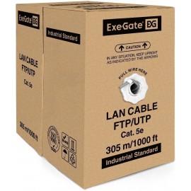 UTP кабель бухта 305м cat.5e ExeGate UTP4-C5e-CU-S24-IN-PVC-GY-305-FLUKE EX256748RUS, серый