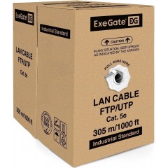 UTP кабель бухта 305м cat.5e ExeGate UTP4-C5e-CU-S26-IN-PVC-GY-305 EX264556RUS, серый