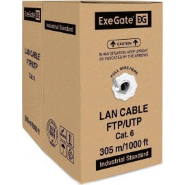 FTP кабель бухта 305м cat.6 ExeGate FUTP4-C6-CU-S23-IN-PVC-GY-305 EX281810RUS, серый