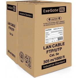 UTP кабель бухта 305м cat.5e ExeGate UTP4-C5e-CCA-S24-OUT-PE-BK-305 EX281819RUS, черный