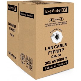 UTP кабель бухта 305м cat.5e ExeGate UTP-2-C5e-CU-S24-IN-PVC-GY-305 EX281821RUS, серый