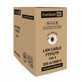 FTP кабель бухта 305м cat.6 ExeGate FUTP4-C6-CU-S23-IN-LSZH-OR-305 EX289279RUS, оранжевый