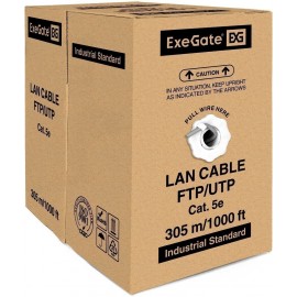 UTP кабель бухта 305м cat.5e ExeGate UTP4-C5e-CU-S25-IN-LSZH-GR-305 EX289281RUS, серый