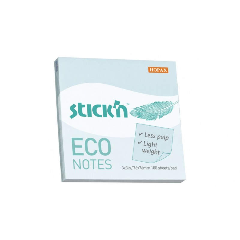 Блок самоклеящийся бумажный Stick`n ECO 76x76мм 100лист. 60г/м2 цвет светло-глубой