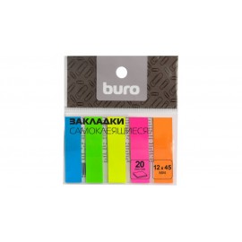 Закладки самокл. пластиковые Buro 1485006 45x12мм 5цв.в упак. 20лист