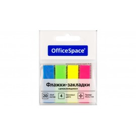 Флажки-закладки OfficeSpace, 45*12мм, 20л.*4 неоновых цвета, европодвес PM_54064