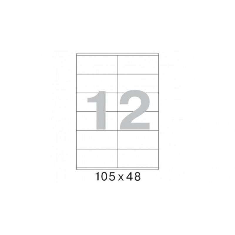 Этикетка самоклеящаяся 105х48мм, 12 этикеток, белая, 80г/м2, 100 листов, STAFF, 115673