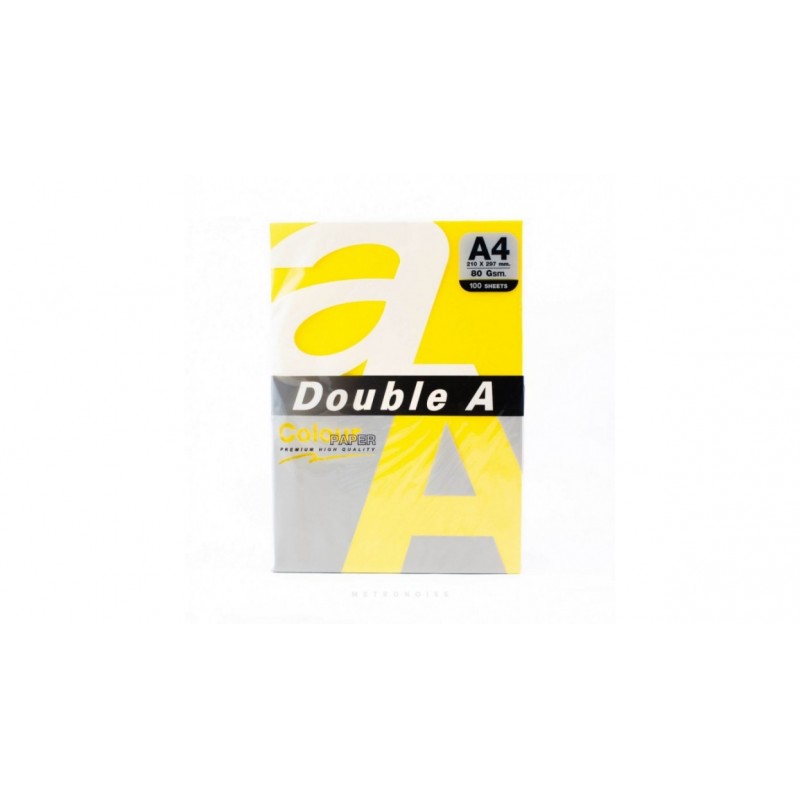 Бумага цветная DOUBLE A, А4, 80 г/м, ярко-желтый (Lemon), 100 листов