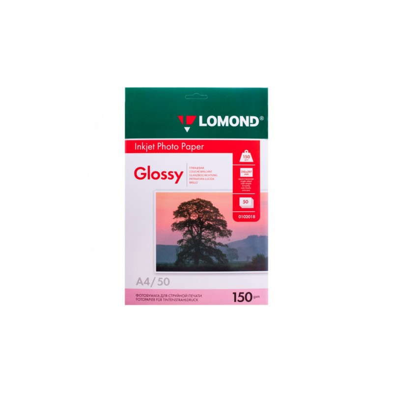 Бумага А4 для стр. принтеров Lomond, 150г/м2 (50л) гл.одн. 0102018