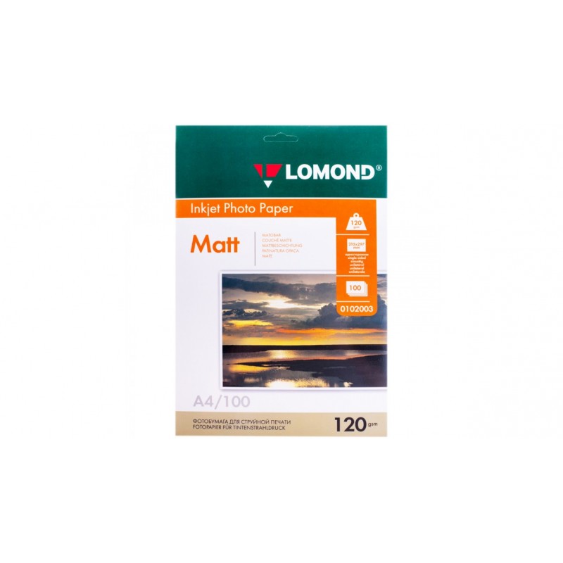 Бумага А4 для стр. принтеров Lomond, 120г/м2 (100л) мат. 0102003