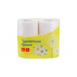 Бумага туалетная OfficeClean 2-слойная, 4шт., тиснение, белая, ромашка