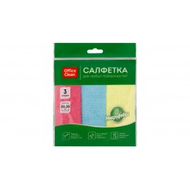 Салфетки для уборки OfficeClean "Стандарт", 3шт., микрофибра, 30*30см, европодвес 320864