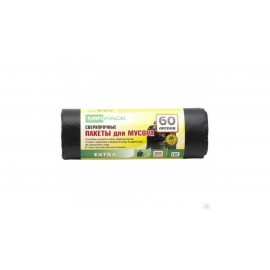Мешки для мусора 60л 20шт/рулон ПНД Mirpack EXTRA 60*70см цв.черный