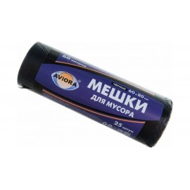 Мешки для мусора 60л AVIORA ПВД, р-р 60 х 80 см., 10 мкм., 25шт. в рулоне, арт.106-018