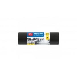Мешки для мусора 180л OfficeClean ПВД, 90*110см, 35мкм, 10шт., черные, в рулоне, 355034