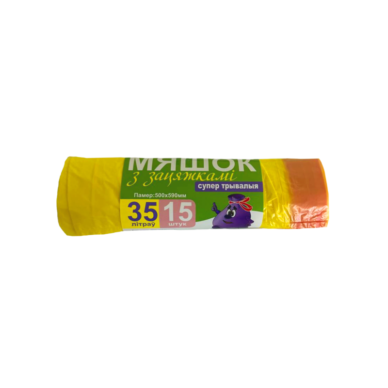 Мяшок для смецця з зацяжкамi Амiкоша, 35 л/15 шт(13 мк)