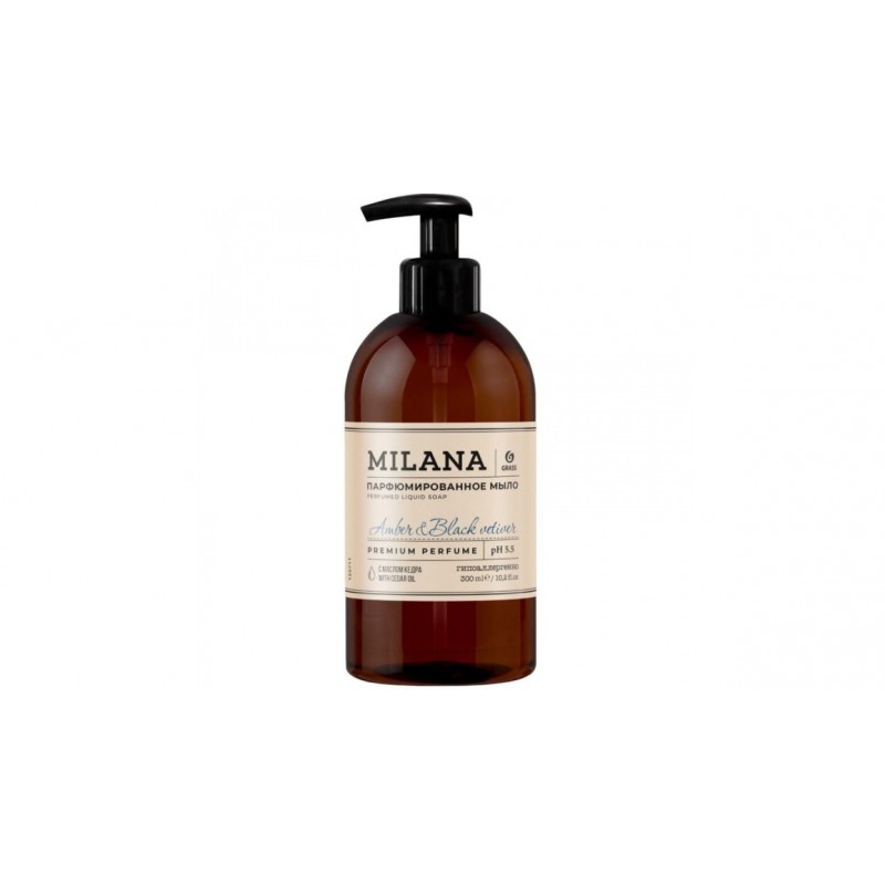 Мыло жидкое парфюмированное Grass Milana Amber&Black Vetiver 300мл, 1851081