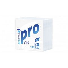 Салфетки бумажные 24*24см., целлюлоза, "Protissue", 1сл., белые, 100шт/уп., С184
